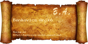 Benkovics Anikó névjegykártya
